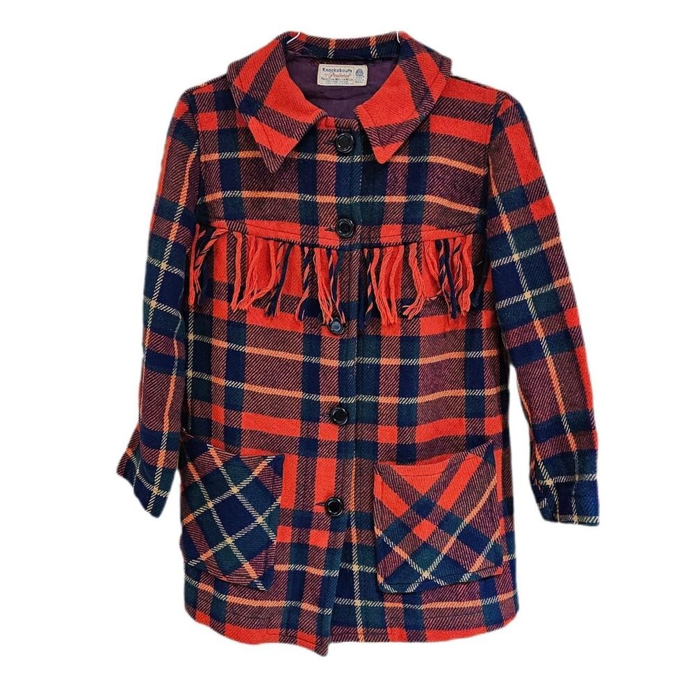 60s cottagecore western pendleton knockabouts red plaid coat